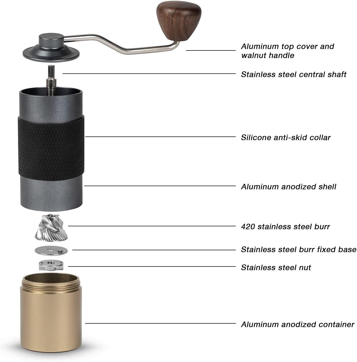 Meilleur moulin à café à main réglable en acier inoxydable Portable manuel moulin à café moulin à café